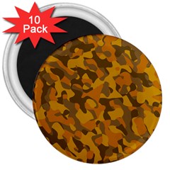 Brown And Orange Camouflage 3  Magnets (10 Pack)  by SpinnyChairDesigns