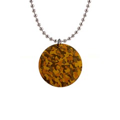 Brown And Orange Camouflage 1  Button Necklace by SpinnyChairDesigns