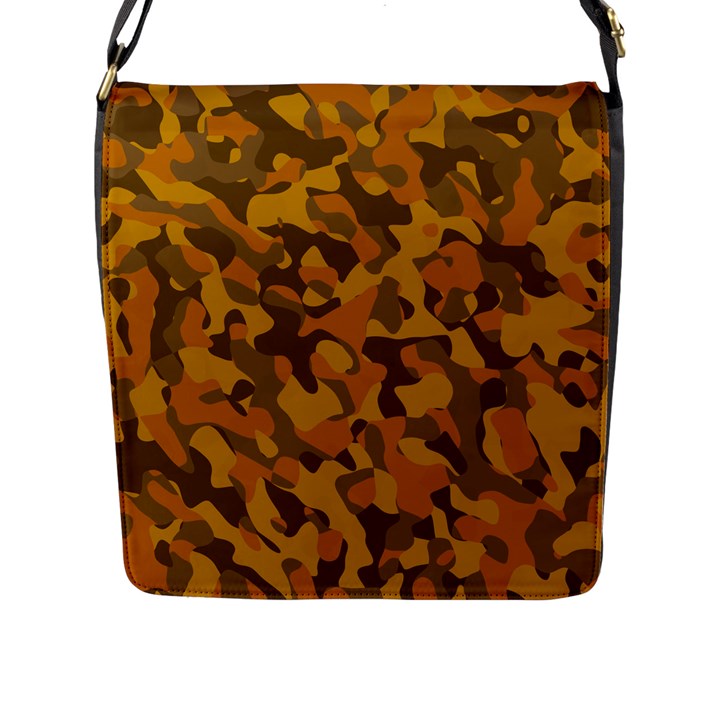 Brown and Orange Camouflage Flap Closure Messenger Bag (L)