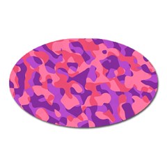 Pink And Purple Camouflage Oval Magnet by SpinnyChairDesigns