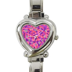 Pink And Purple Camouflage Heart Italian Charm Watch by SpinnyChairDesigns