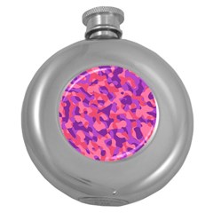 Pink And Purple Camouflage Round Hip Flask (5 Oz) by SpinnyChairDesigns