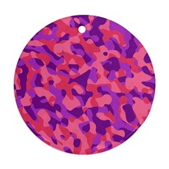 Pink And Purple Camouflage Round Ornament (two Sides) by SpinnyChairDesigns