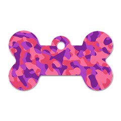 Pink And Purple Camouflage Dog Tag Bone (one Side) by SpinnyChairDesigns