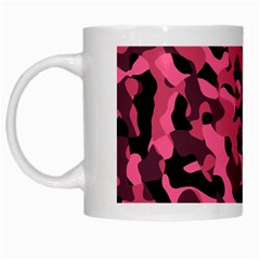 Black And Pink Camouflage Pattern White Mugs by SpinnyChairDesigns