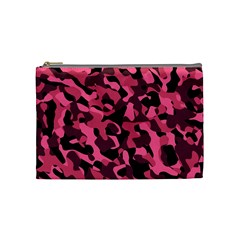 Black And Pink Camouflage Pattern Cosmetic Bag (medium) by SpinnyChairDesigns