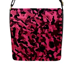 Black And Pink Camouflage Pattern Flap Closure Messenger Bag (l) by SpinnyChairDesigns