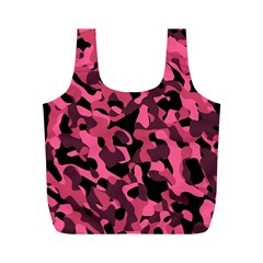 Black And Pink Camouflage Pattern Full Print Recycle Bag (m) by SpinnyChairDesigns