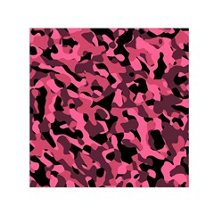 Black And Pink Camouflage Pattern Small Satin Scarf (square) by SpinnyChairDesigns