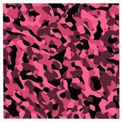 Black And Pink Camouflage Pattern Wooden Puzzle Square by SpinnyChairDesigns