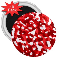 Red And White Camouflage Pattern 3  Magnets (10 Pack)  by SpinnyChairDesigns