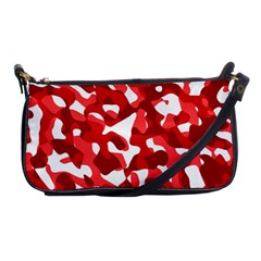 Red And White Camouflage Pattern Shoulder Clutch Bag by SpinnyChairDesigns