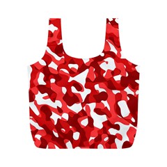 Red And White Camouflage Pattern Full Print Recycle Bag (m) by SpinnyChairDesigns