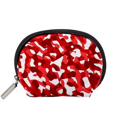 Red And White Camouflage Pattern Accessory Pouch (small)