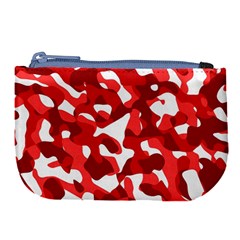 Red And White Camouflage Pattern Large Coin Purse by SpinnyChairDesigns
