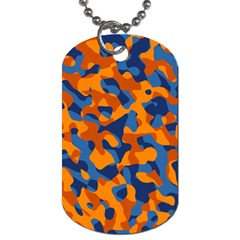 Blue And Orange Camouflage Pattern Dog Tag (one Side) by SpinnyChairDesigns