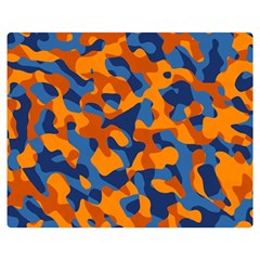 Blue And Orange Camouflage Pattern Double Sided Flano Blanket (medium)  by SpinnyChairDesigns