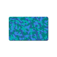 Blue Turquoise Teal Camouflage Pattern Magnet (name Card) by SpinnyChairDesigns