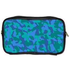 Blue Turquoise Teal Camouflage Pattern Toiletries Bag (one Side) by SpinnyChairDesigns