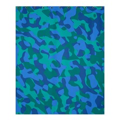 Blue Turquoise Teal Camouflage Pattern Shower Curtain 60  X 72  (medium)  by SpinnyChairDesigns