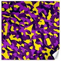 Purple And Yellow Camouflage Pattern Canvas 16  X 16  by SpinnyChairDesigns