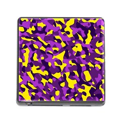 Purple And Yellow Camouflage Pattern Memory Card Reader (square 5 Slot) by SpinnyChairDesigns