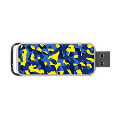 Blue And Yellow Camouflage Pattern Portable Usb Flash (one Side) by SpinnyChairDesigns