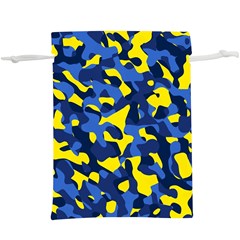 Blue And Yellow Camouflage Pattern  Lightweight Drawstring Pouch (xl) by SpinnyChairDesigns