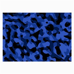 Black And Blue Camouflage Pattern Large Glasses Cloth by SpinnyChairDesigns