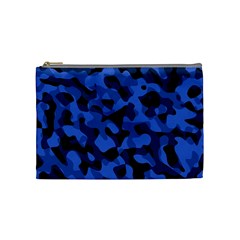 Black And Blue Camouflage Pattern Cosmetic Bag (medium) by SpinnyChairDesigns