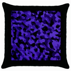 Purple Black Camouflage Pattern Throw Pillow Case (black) by SpinnyChairDesigns