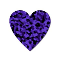 Purple Black Camouflage Pattern Heart Magnet by SpinnyChairDesigns