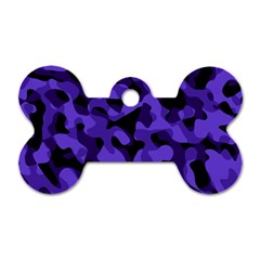 Purple Black Camouflage Pattern Dog Tag Bone (one Side) by SpinnyChairDesigns