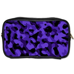 Purple Black Camouflage Pattern Toiletries Bag (two Sides) by SpinnyChairDesigns