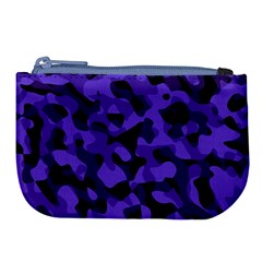 Purple Black Camouflage Pattern Large Coin Purse by SpinnyChairDesigns