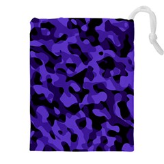 Purple Black Camouflage Pattern Drawstring Pouch (4xl) by SpinnyChairDesigns