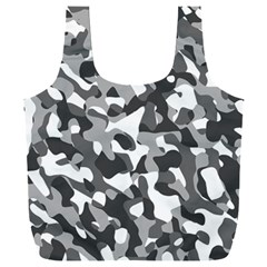 Grey And White Camouflage Pattern Full Print Recycle Bag (xxl) by SpinnyChairDesigns