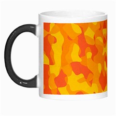 Orange And Yellow Camouflage Pattern Morph Mugs by SpinnyChairDesigns