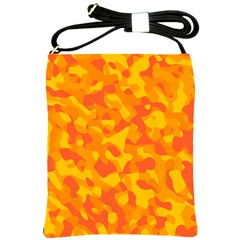 Orange And Yellow Camouflage Pattern Shoulder Sling Bag by SpinnyChairDesigns