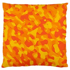 Orange And Yellow Camouflage Pattern Large Cushion Case (two Sides) by SpinnyChairDesigns