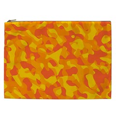 Orange and Yellow Camouflage Pattern Cosmetic Bag (XXL)