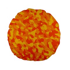 Orange And Yellow Camouflage Pattern Standard 15  Premium Flano Round Cushions by SpinnyChairDesigns