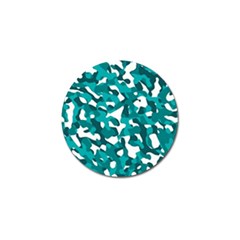 Teal And White Camouflage Pattern Golf Ball Marker (10 Pack) by SpinnyChairDesigns