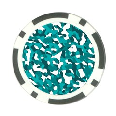 Teal And White Camouflage Pattern Poker Chip Card Guard (10 Pack) by SpinnyChairDesigns