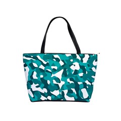 Teal And White Camouflage Pattern Classic Shoulder Handbag by SpinnyChairDesigns