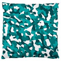 Teal And White Camouflage Pattern Standard Flano Cushion Case (one Side) by SpinnyChairDesigns