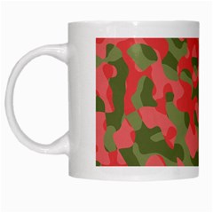 Pink And Green Camouflage Pattern White Mugs by SpinnyChairDesigns