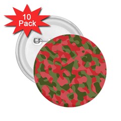 Pink And Green Camouflage Pattern 2 25  Buttons (10 Pack)  by SpinnyChairDesigns