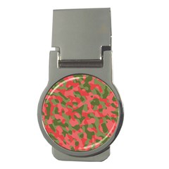 Pink And Green Camouflage Pattern Money Clips (round)  by SpinnyChairDesigns