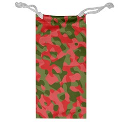 Pink And Green Camouflage Pattern Jewelry Bag by SpinnyChairDesigns